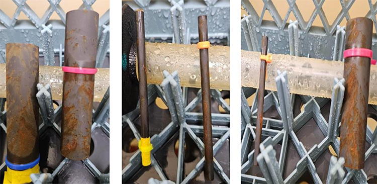 Non-oiled parts after 24 hours of continuous B117 salt spray testing, additional angle