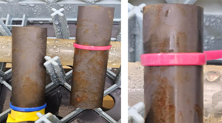 Sectioned non-oiled part compared to un-sectioned oiled part